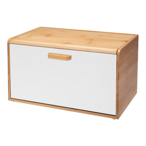 Chlebak pojemnik na chleb LAVARO biały z bambusem gładki